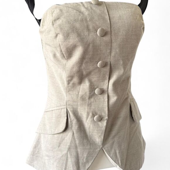 Olivaceous Women's Tan strapless button detail corset top, size medium - Picture 3 of 8